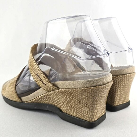 Mephisto Women's Patent Reptile Leather Slip On Strappy Wedge Sandals Size 36 - Picture 4 of 16